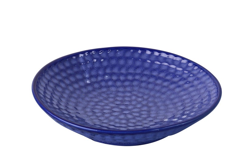 Caffeine Ceramic Handmade Blue Crackle Glossy Cripple Serving Bowl (1 pc) - Image 2