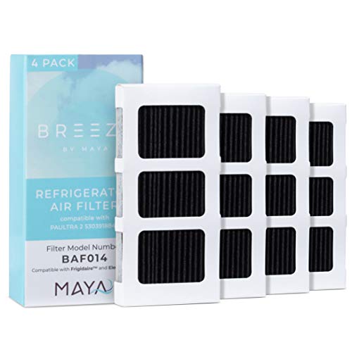 Maya Breeze by MAYA Paultra2 Refrigerator Air Filter Replacement for Frigidaire Pureair Ultra 2 Pure Air Ultra 2 Electrolux 242047805 5303918847 EAP12364179 4 Pack Air filter by MAYA 