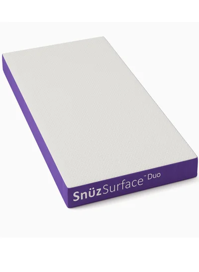 Snuz Surface Duo Dual Sided Infant Cot Bed Mattress Kot, 3D Breathable Surface, Waterproof Surface, Suitable From 0 To 4 Yrs, White/Purple, 68 X 117 X 11 Cm