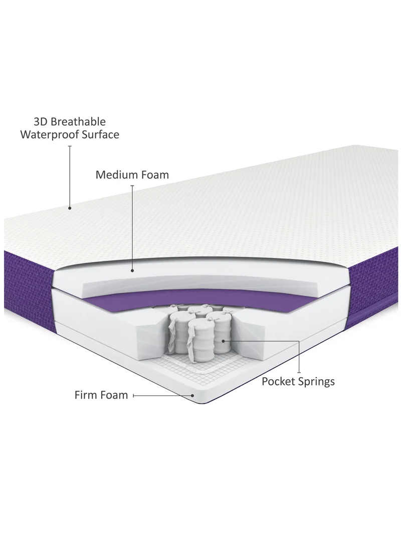 Snuz Surface Duo Dual Sided Infant Cot Bed Mattress Kot, 3D Breathable Surface, Waterproof Surface, Suitable From 0 To 4 Yrs, White/Purple, 68 X 117 X 11 Cm