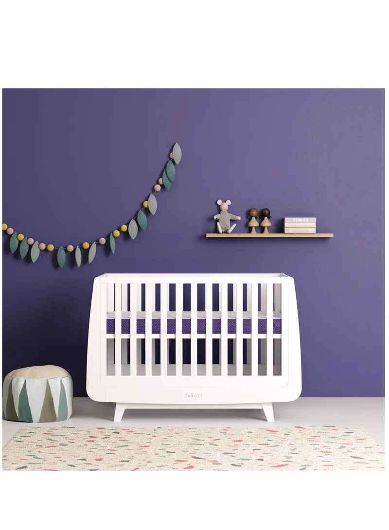 Snuz Surface Duo Dual Sided Infant Cot Bed Mattress Kot, 3D Breathable Surface, Waterproof Surface, Suitable From 0 To 4 Yrs, White/Purple, 68 X 117 X 11 Cm