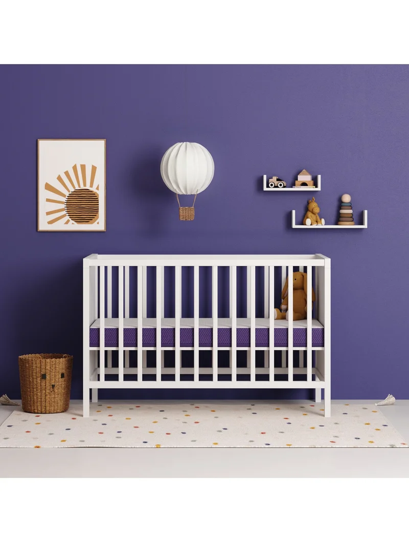 Snuz Surface Duo Dual Sided Infant Cot Bed Mattress Kot, 3D Breathable Surface, Waterproof Surface, Suitable From 0 To 4 Yrs, White/Purple, 68 X 117 X 11 Cm