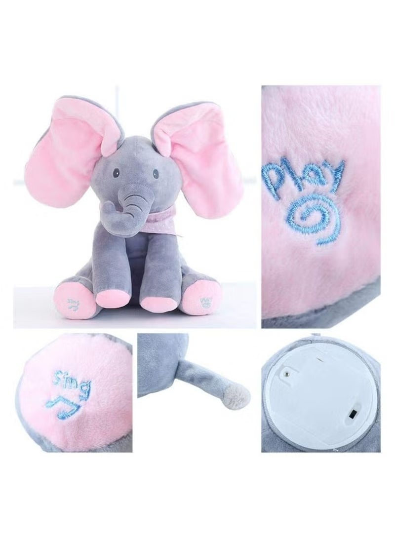 PLAY Peek-a-Boo Singing Elephant Plush Toy – Interactive Baby Toy with Flapping Ears, Music & Talking Features – Soft Stuffed Animal for Infants & Toddlers - Image 4