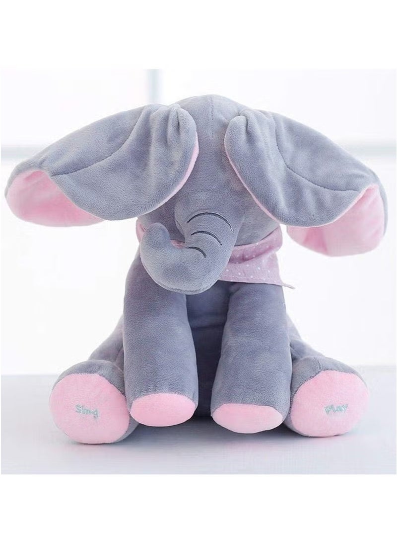 PLAY Peek-a-Boo Singing Elephant Plush Toy – Interactive Baby Toy with Flapping Ears, Music & Talking Features – Soft Stuffed Animal for Infants & Toddlers - Image 3