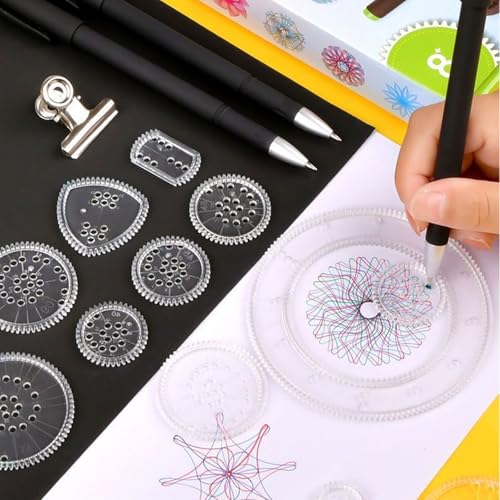 XFSAFDM 22PCS Spirograph Set for Kids, Magic Drawing Tool Kit, Creative Art Stationery for Children, Geometric Ruler for Learning and Fun, Perfect Gifts for 5-12 Year Olds - Image 2
