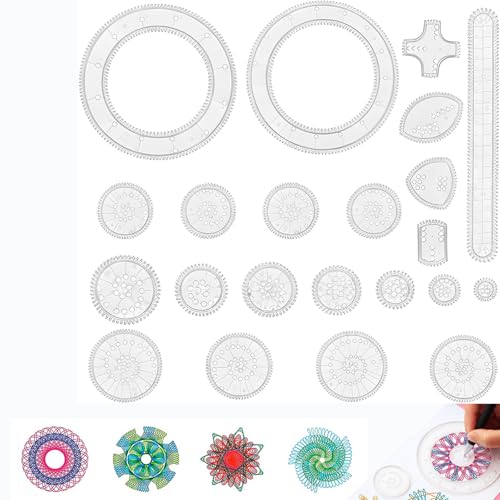 XFSAFDM 22PCS Spirograph Set for Kids, Magic Drawing Tool Kit, Creative Art Stationery for Children, Geometric Ruler for Learning and Fun, Perfect Gifts for 5-12 Year Olds - Image 1