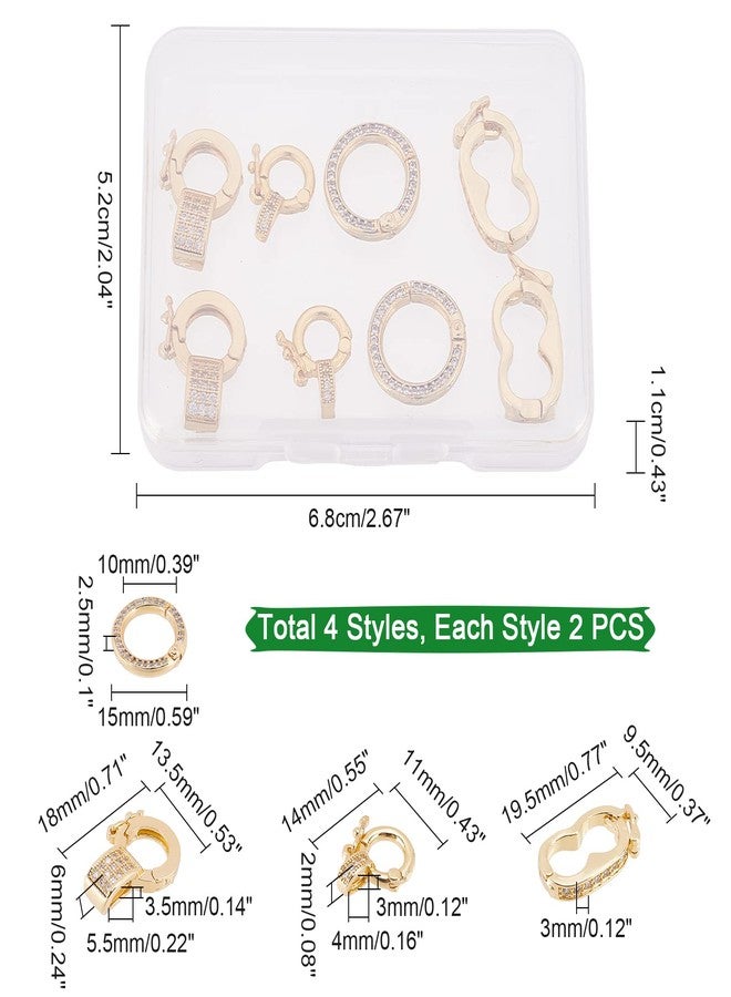 CHGCRAFT 8Pcs Fold Over Clasps Long-Lasting Plated Brass Micro Pave Cubic Zirconia Twister Clasps Interchangeable Bail Clasps for Jewelry Making - Image 2