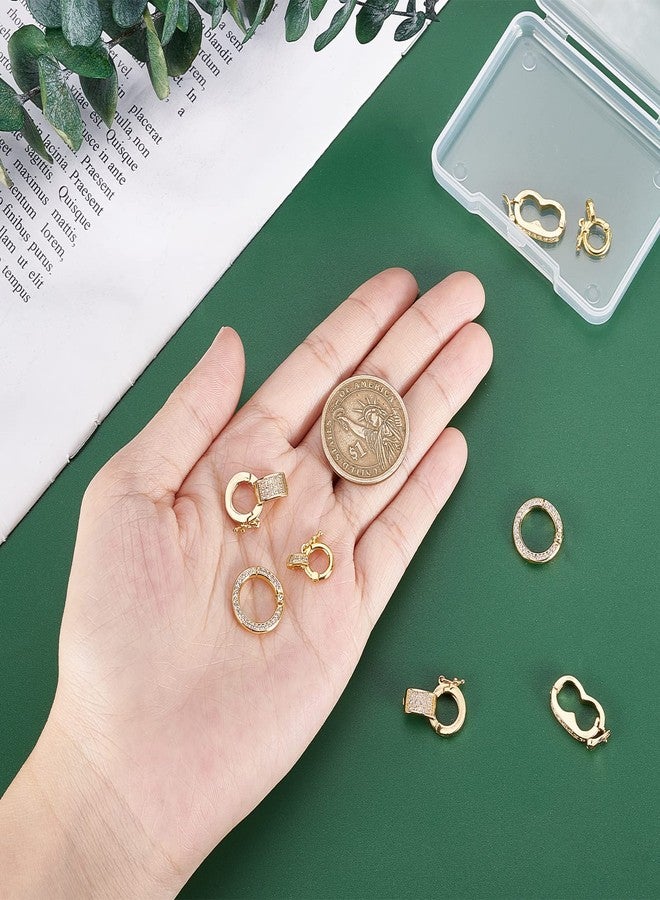 CHGCRAFT 8Pcs Fold Over Clasps Long-Lasting Plated Brass Micro Pave Cubic Zirconia Twister Clasps Interchangeable Bail Clasps for Jewelry Making - Image 3