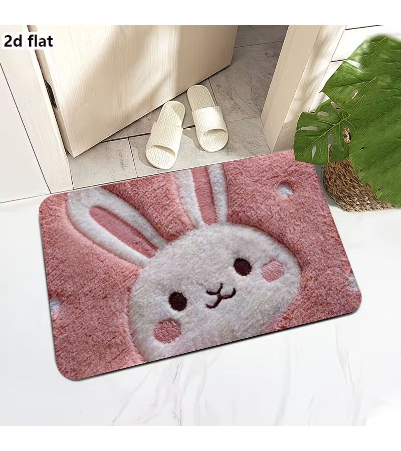 1pc Easter Themed Rabbit Print Bath Mat 24x36 Inch Synthetic Soft Texture Versatile Home Decor For Doorway Kitchen Outdoor Courtyard Seaside Beach - Image 4