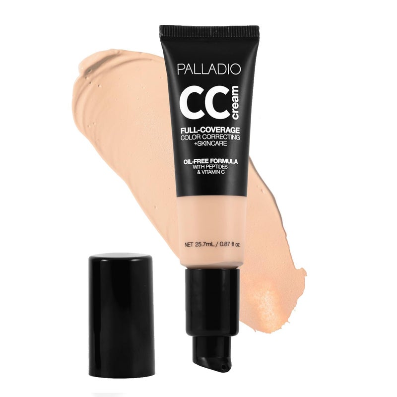 Palladio Full-Coverage Color Correction CC Cream, Oil-Free with Peptides & Vitamin C, Best for Correcting Redness and Uneven Skin Tone, Buildable Foundation Coverage (Fair 12W) - Image 1