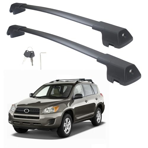 Autekcomma Heavy Duty Roof Rack Crossbars Compatible for Toyota Rav4 20082012Only Fit Factory Raised Side Rails LockerFull Aluminum DieCasting Black Matte with Max 260LB Loading Weigh