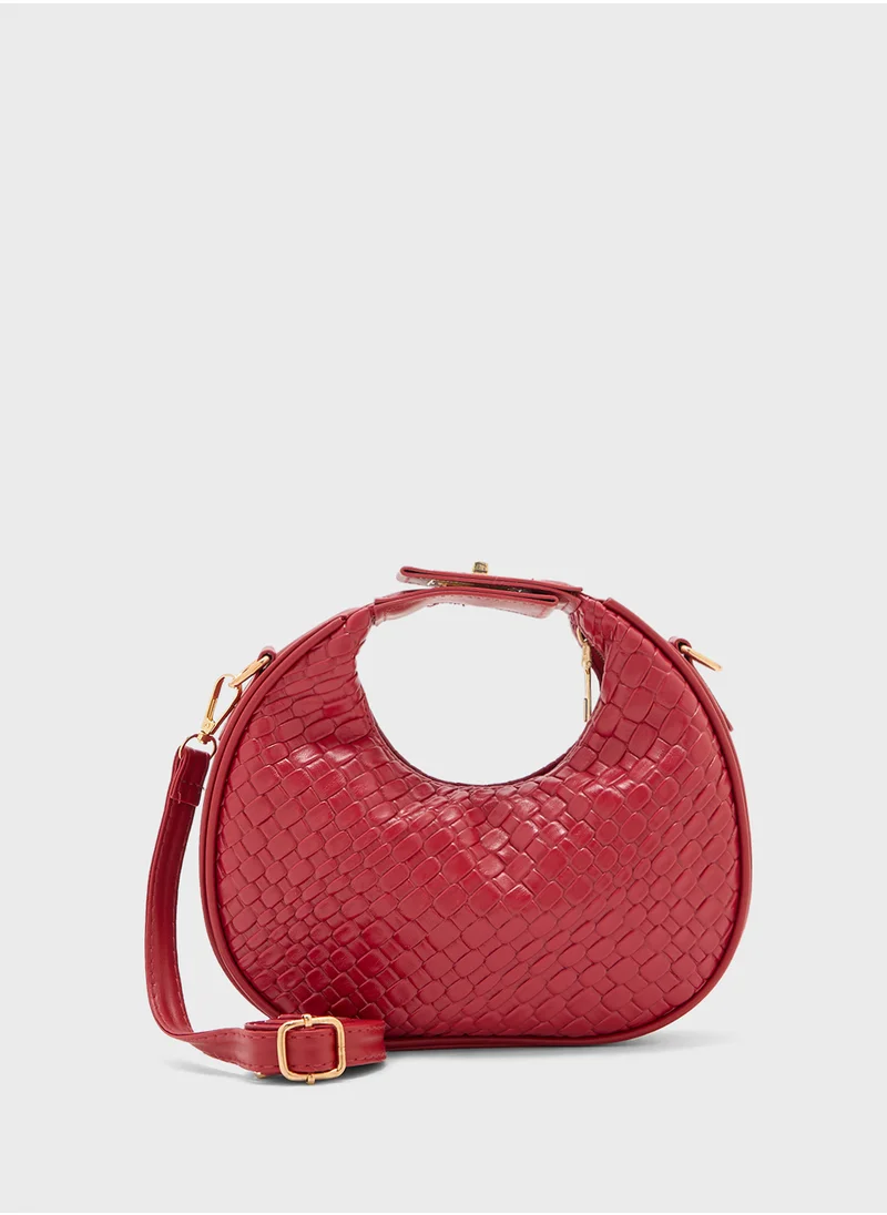 ELLA Weave Textured Crescent Satchel Bag