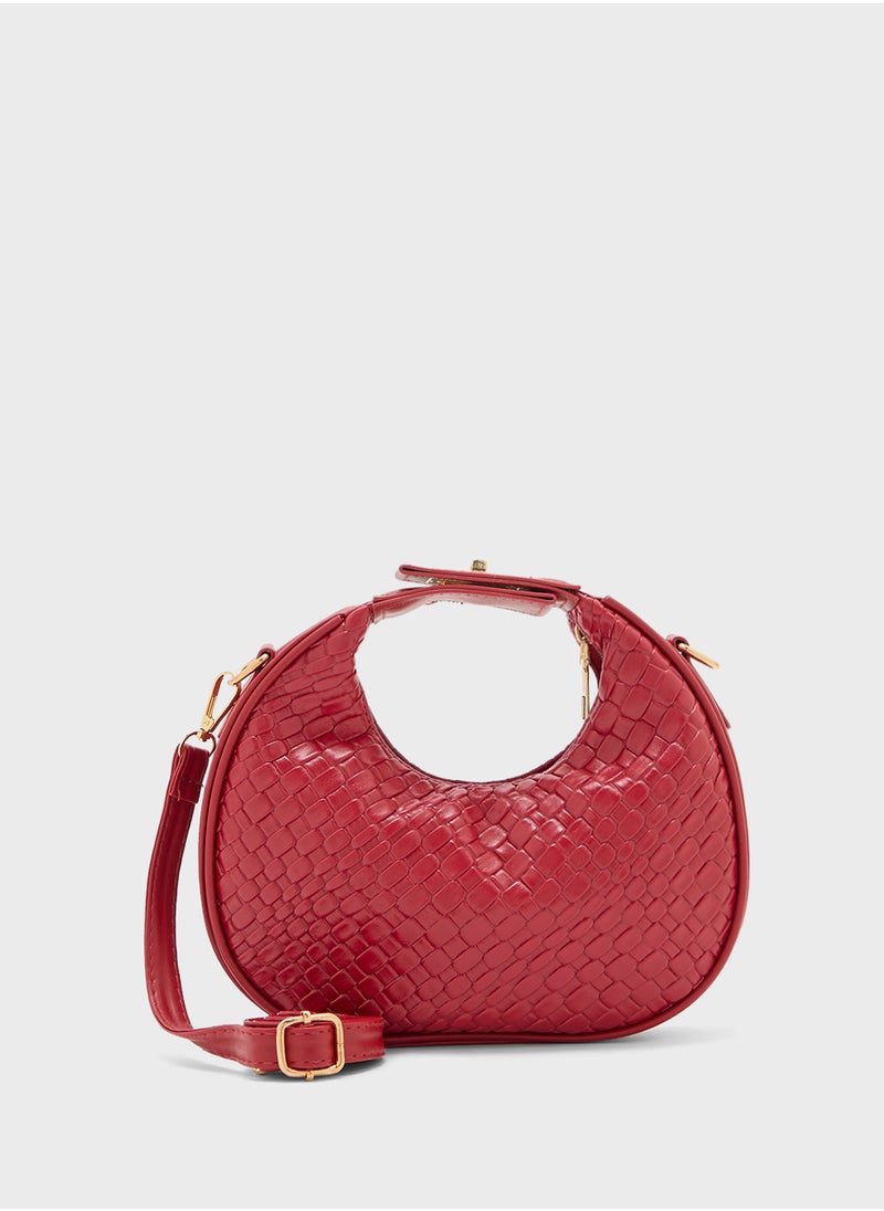 ELLA Weave Textured Crescent Satchel Bag  - Image 1