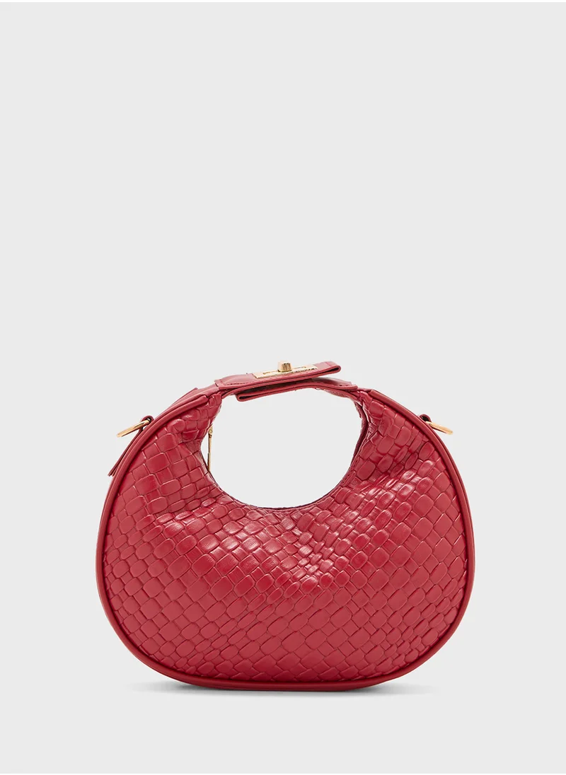 ELLA Weave Textured Crescent Satchel Bag