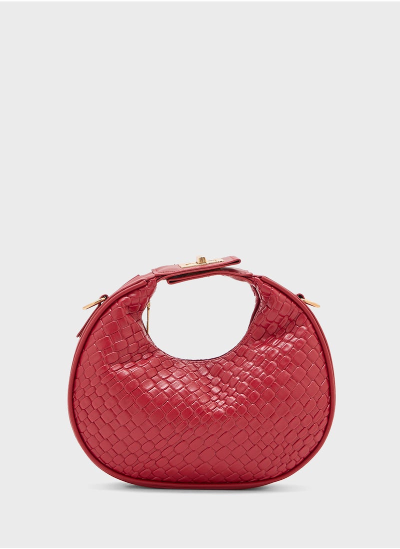 ELLA Weave Textured Crescent Satchel Bag  - Image 2