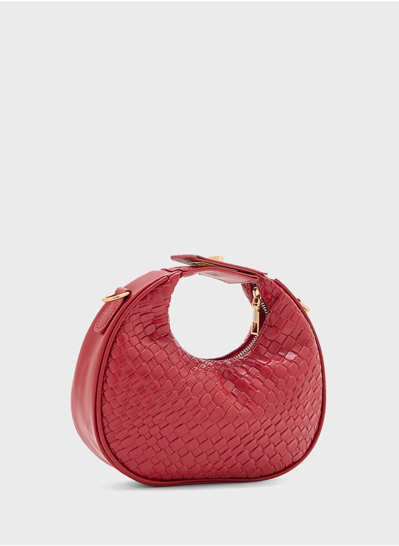 ELLA Weave Textured Crescent Satchel Bag  - Image 3