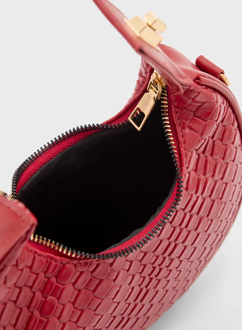ELLA Weave Textured Crescent Satchel Bag