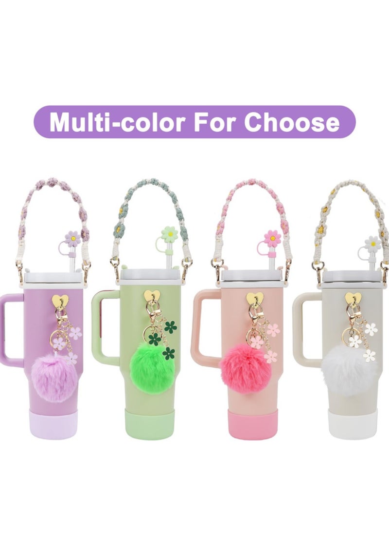 Generic - Stanley Cup Accessories Set, Water Bottle Handle Strap, Silicone Stanley Cup Boot, Stanley Charms for Stanley Cup 40 oz Tumbler - Purple - Image 1