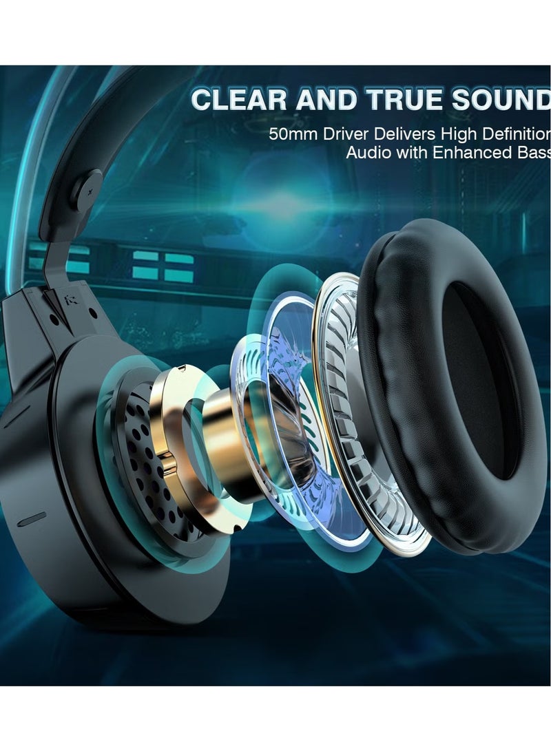 أونيكوما سماعات رأس سلكية للألعاب X15 Pro مزودة بميكروفون وإضاءة LED لأجهزة PS4/PS5/XOne/XSeries/NSwitch/PC، باللون الأسود - Image 5