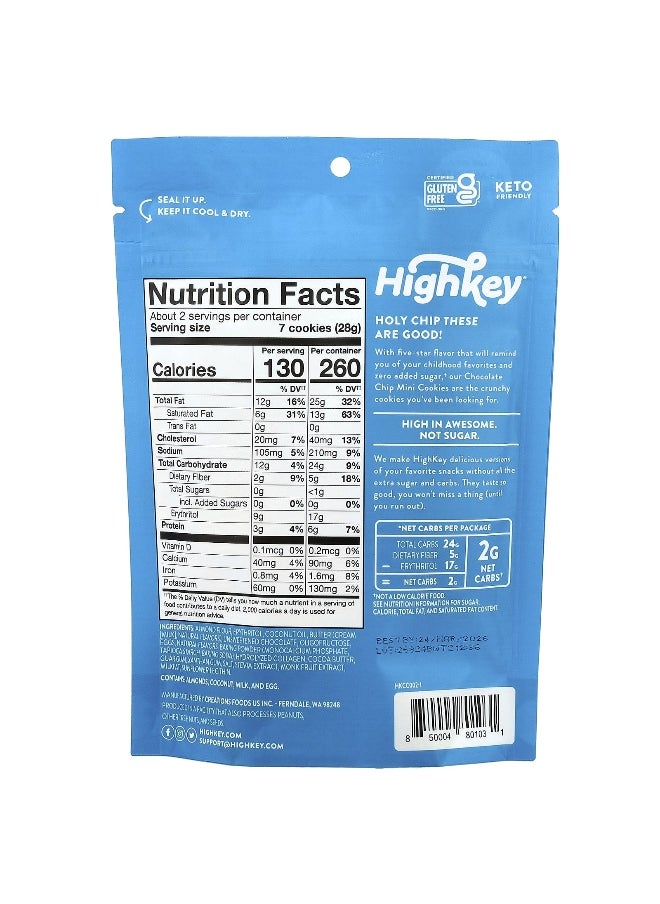 High Key HighKey, Mini Cookies, Chocolate Chip, 2 oz (56.6 g)  - Image 2