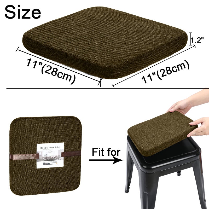BUYUE BUYUE Friendly Woven Fabric Magnetic Bar Stool Cushions Set of 4  Enhanced Anti-Slip Breathable Small Chair Seat Pads for Caf? Bistro Stackable Metal Stools (Square  Brown  4 Counts) - Image 4