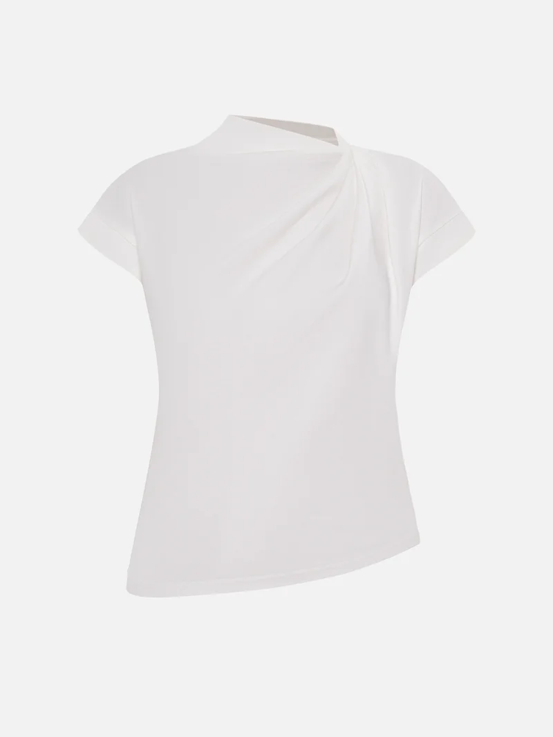 Lichi Short-sleeved top with draped shoulder