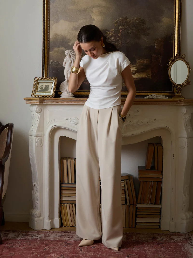 Lichi  Short-sleeved top with draped shoulder for Women | Best Price UAE