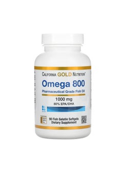 California Gold Nutrition Omega 800 Pharmaceutical Grade Fish Oil 80 EPA DHA Triglyceride Form 1000 mg 90 Fish Gelatin Softgels  - Image 1