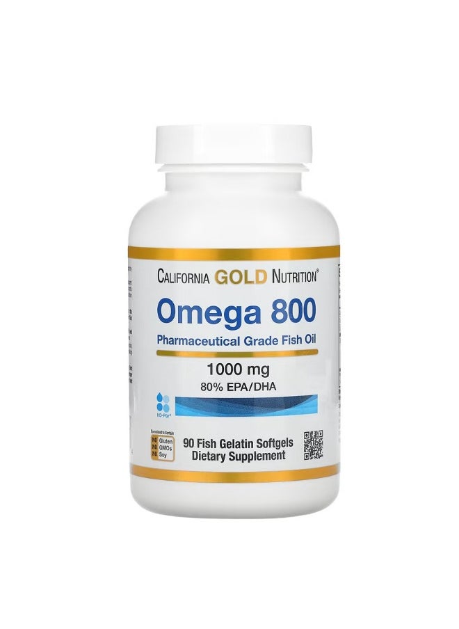 California Gold Nutrition - Omega 800 Pharmaceutical Grade Fish Oil 80 EPA DHA Triglyceride Form 1000 mg 90 Fish Gelatin Softgels - Image 1