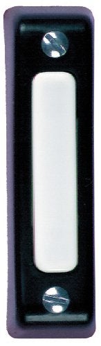 Heath Zenith SL-900-02 Wired Door Chime Push Button, Black with White Center Bar - Image 1
