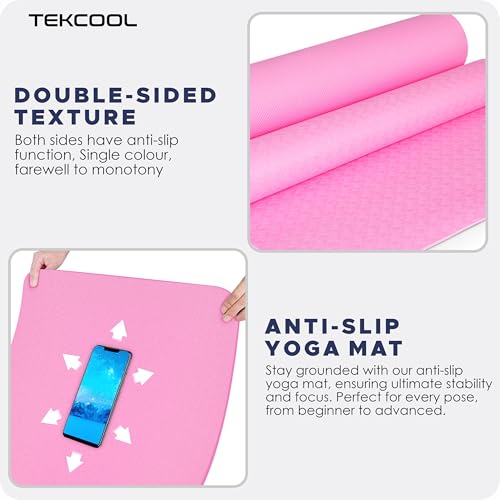 TEKCOOL Esoyl Tekcool Ethylene Vinyl Acetate Yoga Mat - Anti Slip, Sweat Resistant, Durable - Pink, 61 Centimeters - Image 2