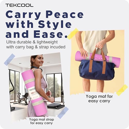 TEKCOOL Esoyl Tekcool Ethylene Vinyl Acetate Yoga Mat - Anti Slip, Sweat Resistant, Durable - Pink, 61 Centimeters - Image 4