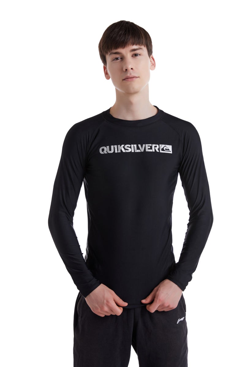 Generic 2024 Mens Surf Suit Sun Protection Quick-Dry Swim Shirt Black with LOGO 