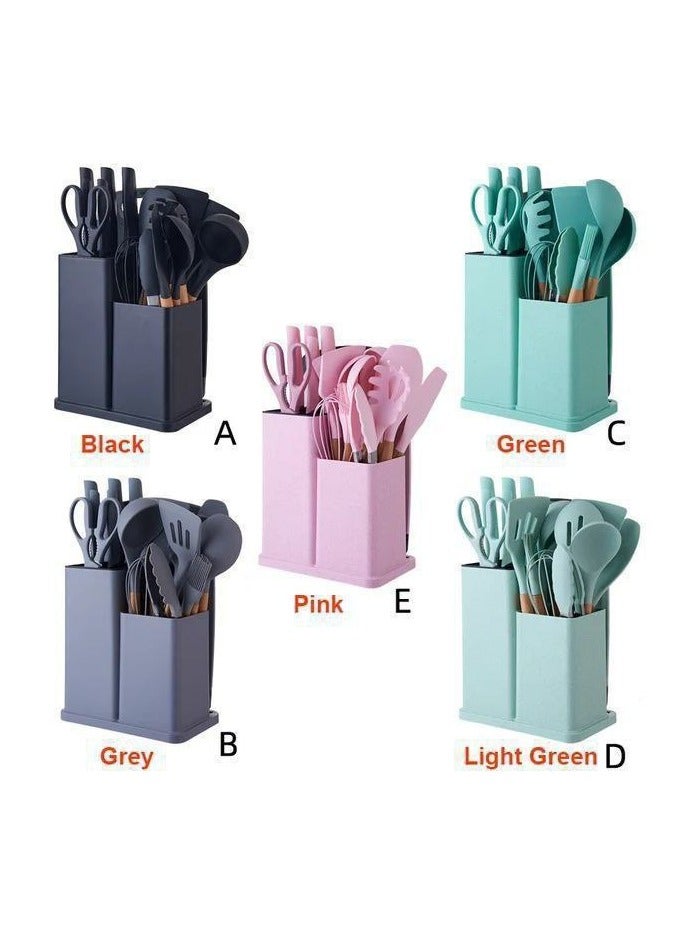 طقم أدوات للطهي، مجموعة أدوات مطبخ مع 11 ملعقة سباتولا من أدوات الطبخ، أدوات سيليكون مقاومة للحرارة طقم سكاكين مكونة من 6 قطع حادة ولوحي تقطيع _ 20  قطعة مصنوعة من رؤوس سيليكون آمنة غذائيًا ومقابض من الخشب الصلب، يمكن أن تحمي مجموعة أدوات الطهي المصنوعة من السيليكون غير اللاصق أواني الطهي الخاصة بك من أي خدوش ولن تذوب عند استخدامها، مع نطاق _ متعددة الالوان - Image 3