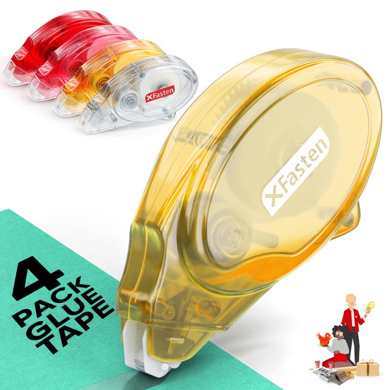 XFasten Double Sided Tape for Scrapbooking, 8mm x 30ft 4-Pack Multicolor Adhesive Tape Roller Runner, Jam-Free Craft Tape Ideal Scrapbook Album Kit - Image 1