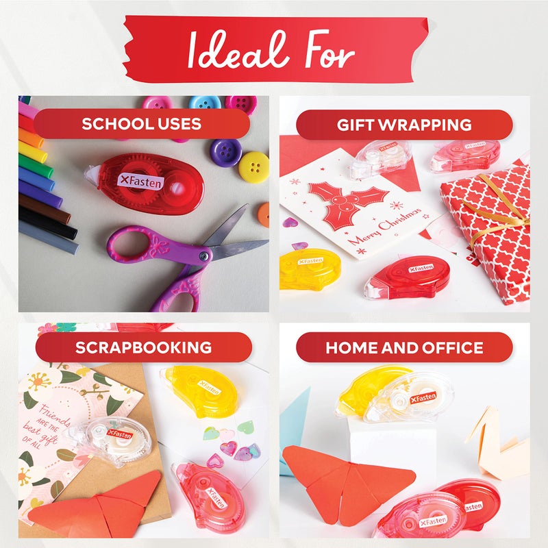 XFasten Double Sided Tape for Scrapbooking, 8mm x 30ft 4-Pack Multicolor Adhesive Tape Roller Runner, Jam-Free Craft Tape Ideal Scrapbook Album Kit - Image 5