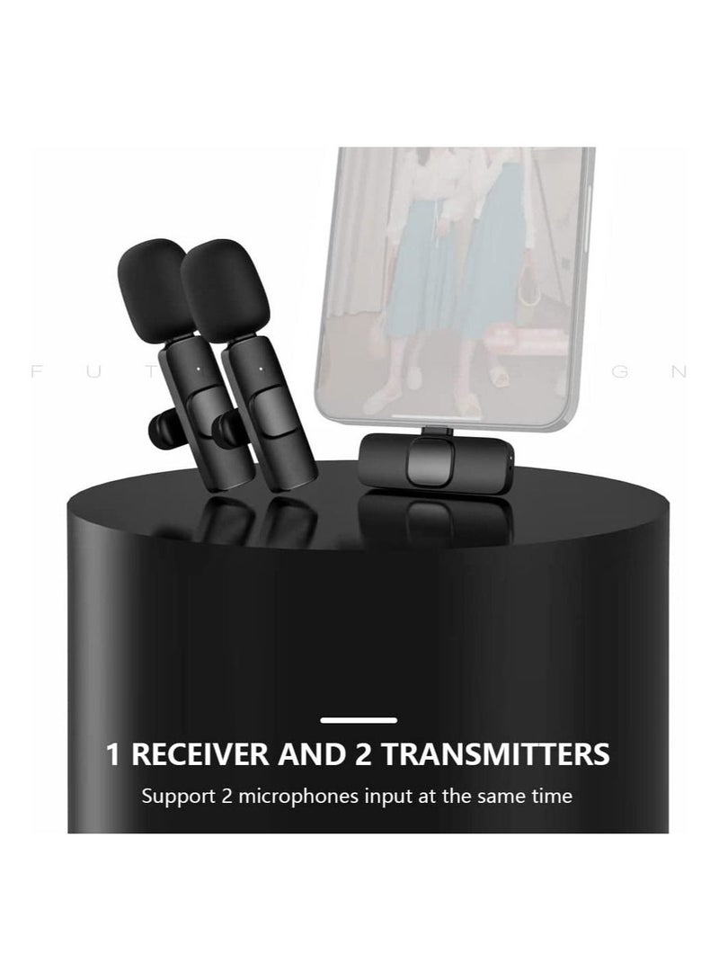 Mini Wireless Clip-on Lavalier Microphone Omnidirectional Mic 2 Transmitter 1 Receiver with Wind Muff Type-C Port Replacement for Android Smartphone Live Stream Interview Video Conference - Image 3