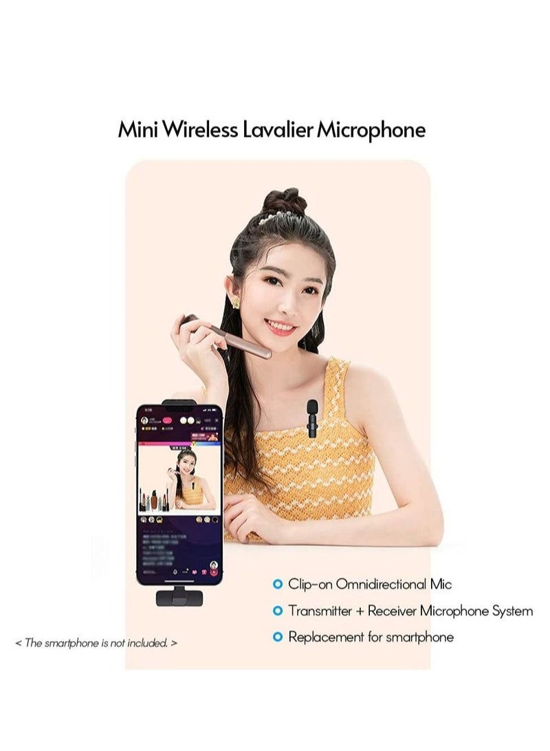 Mini Wireless Clip-on Lavalier Microphone Omnidirectional Mic 2 Transmitter 1 Receiver with Wind Muff Type-C Port Replacement for Android Smartphone Live Stream Interview Video Conference - Image 2