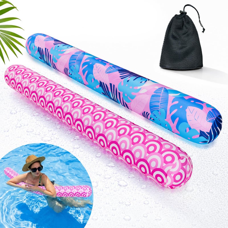Brmoka 2 Pack Inflatable Swimming Pool Noodles Quick Drying Soft Fabric Covered Pool Noodle Jumbo with Portable Storage Bag Premium Buoyancy for Swim Pools Floats Party Toys Accessories - Image 2