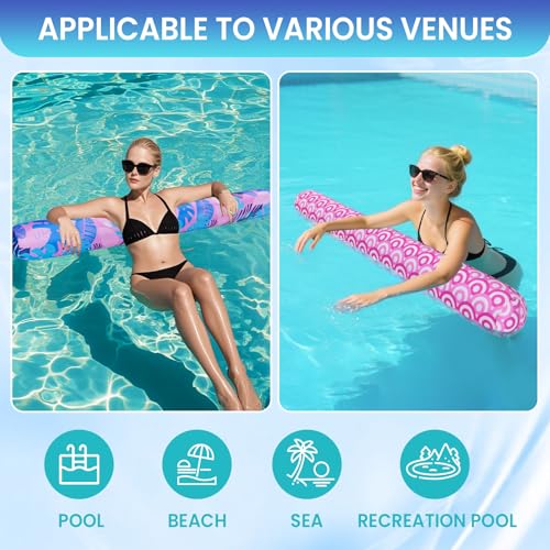 Brmoka 2 Pack Inflatable Swimming Pool Noodles Quick Drying Soft Fabric Covered Pool Noodle Jumbo with Portable Storage Bag Premium Buoyancy for Swim Pools Floats Party Toys Accessories - Image 3
