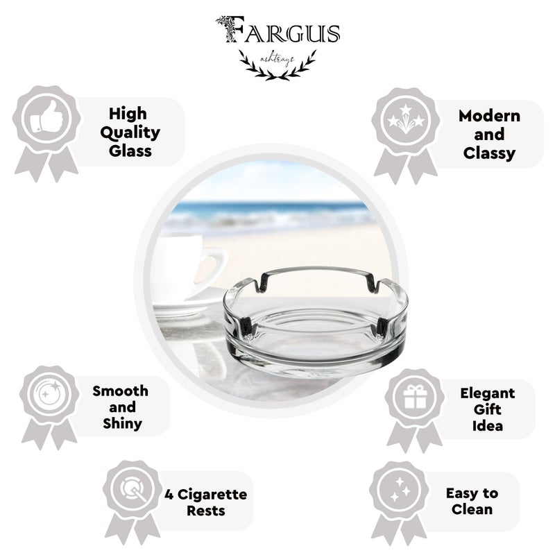 Fargus Glass Ashtrays for Cigarettes, Portable Decorative Modern Ashtray for Home Office Indoor Outdoor Patio Use, Fancy Cute Cool Ash Tray, Pack of 2 (Clear) - Image 4