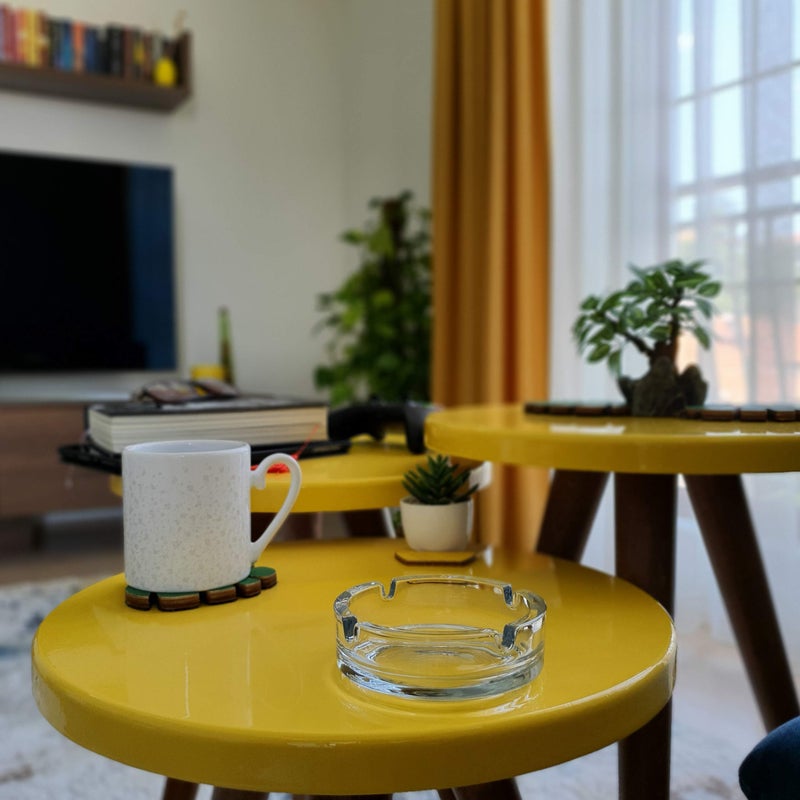 Fargus Glass Ashtrays for Cigarettes, Portable Decorative Modern Ashtray for Home Office Indoor Outdoor Patio Use, Fancy Cute Cool Ash Tray, Pack of 2 (Clear) - Image 2