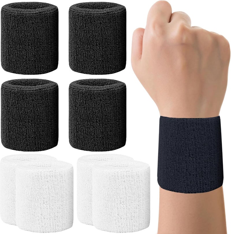 IMAGERIO 8 Pack Wrist Sweatbands Tennis Wrist Bands Absorbent Sweat Band for Men and Women, Breathable Cotton Sweatbands for Working Out, Football, Basketball, Running Athletic Sports - Image 1