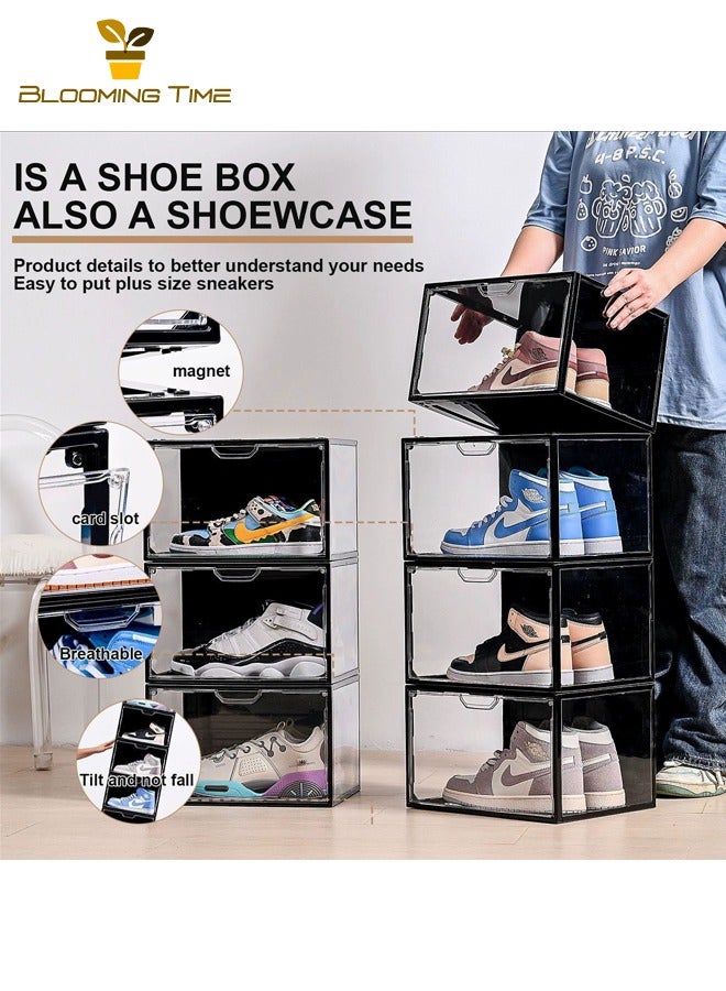 BLOOMING TIME 12Pcs Shoe Box, Transparent Shoe Box, Simple Shoe Box, Stackable Design, Space-Saving, Simple Installation, Breathable, Moisture-Proof, Anti-Fouling, Transparent And Black Edges - Image 2