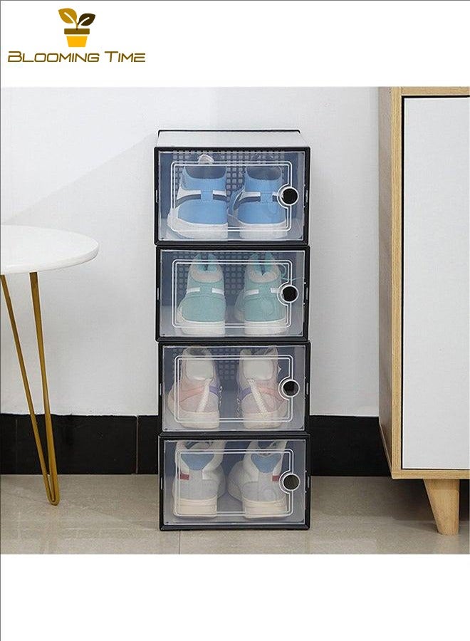 BLOOMING TIME 12Pcs Shoe Box, Transparent Shoe Box, Simple Shoe Box, Stackable Design, Space-Saving, Simple Installation, Breathable, Moisture-Proof, Anti-Fouling, Transparent And Black Edges - Image 5