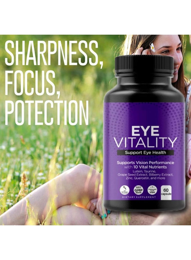 Day Wins Eye Vitamins Supplement with Lutein, Bilberry, Beta Carotene, L-Taurine, Zinc and Quercetin, 60 Capsules, Supports Vision, Ocular and Macular Health, Helps Eyes Filter Blue Light - Image 2
