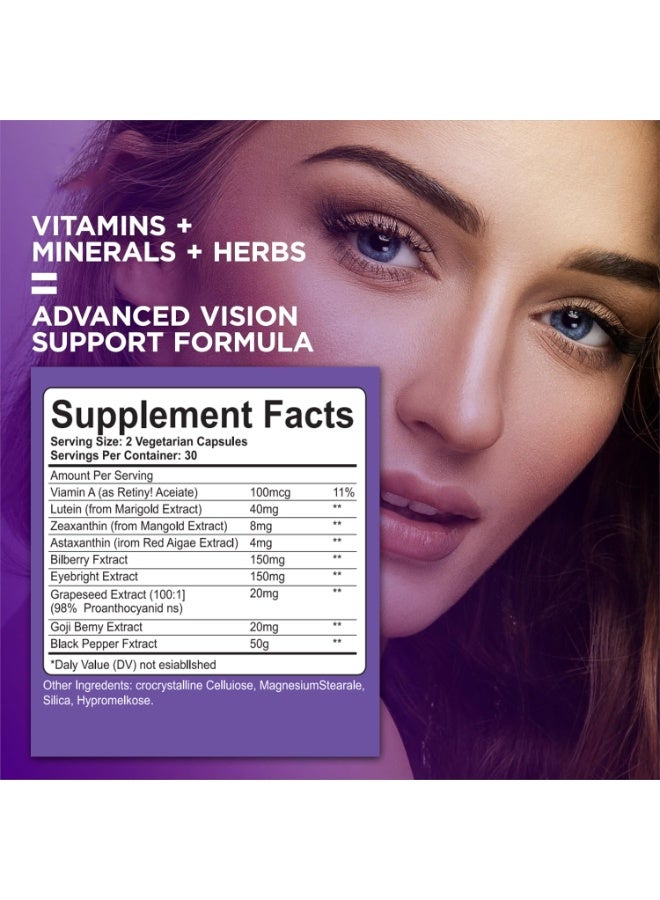 Day Wins Eye Vitamins Supplement with Lutein, Bilberry, Beta Carotene, L-Taurine, Zinc and Quercetin, 60 Capsules, Supports Vision, Ocular and Macular Health, Helps Eyes Filter Blue Light - Image 4