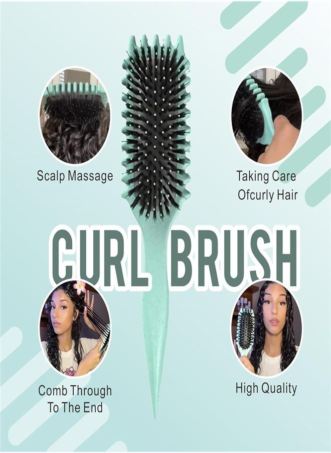 BUPY - 2024 New Curly Hair Brush, Bounce Curl Define Styling Brush, Wet Dry Detangler Hair Brush,The Essential Tool For Shaping And Styling Your Curls, Achieve Perfectly Defined Curls (Green) - Image 1