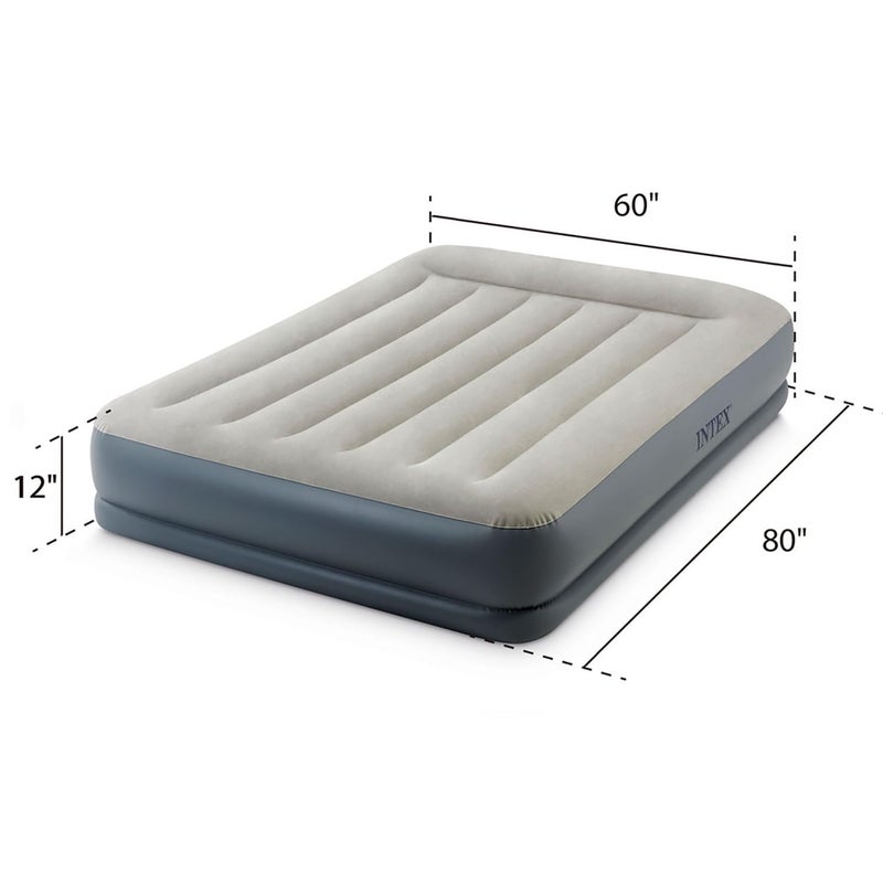 Intex 64117ED Dura-Beam Standard Pillow Rest Air Mattress: Fiber-Tech â€“ Queen Size â€“ Built-in Electric Pump â€“ 12in Bed Height â€“ 600lb Weight Capacity - Image 3