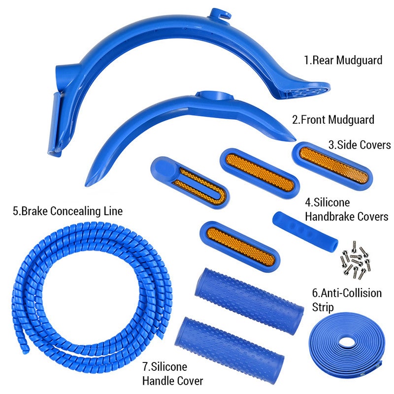 Electric Scooter Front Rear Mudguard Kit with Side Covers Handbrake Cover Anti-collision Strip for M365/Pro Electric Scooter - Image 2